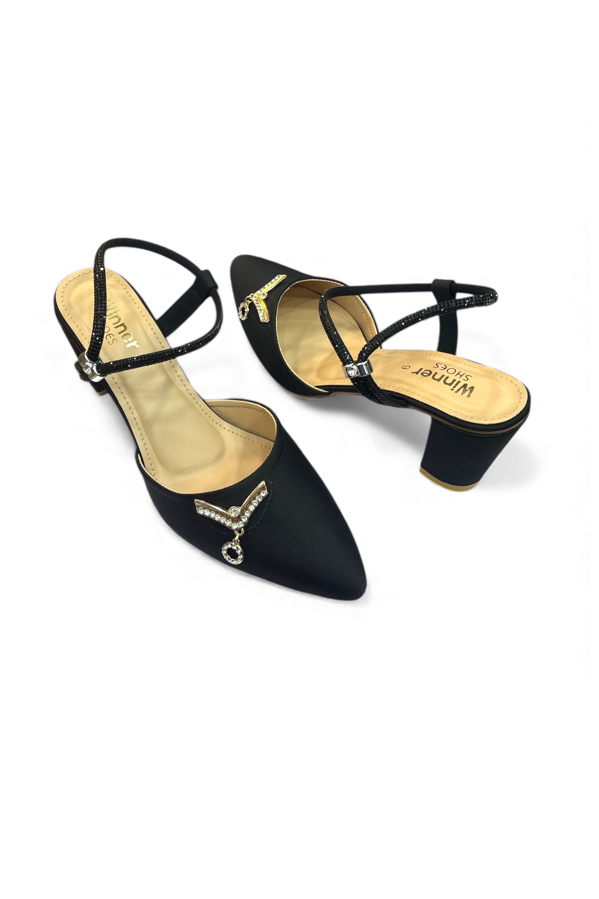 Velvet Noir Charm Ladies knot shoes